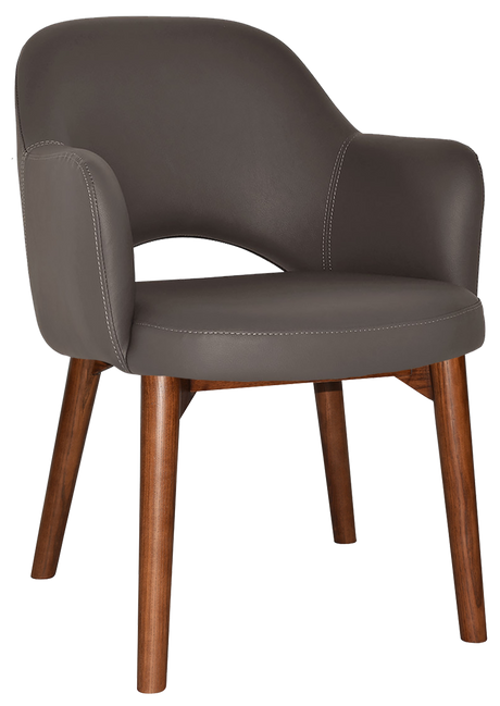 EZ Albury Solid Timber Walnut Stained Upholstered Hospitality Dining Armchair
