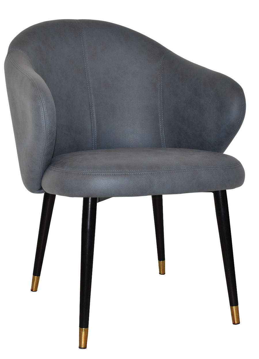 EZ ARM CHAIR HUGO METAL (SLIM) BLACK BRASS + PELLE NAVY