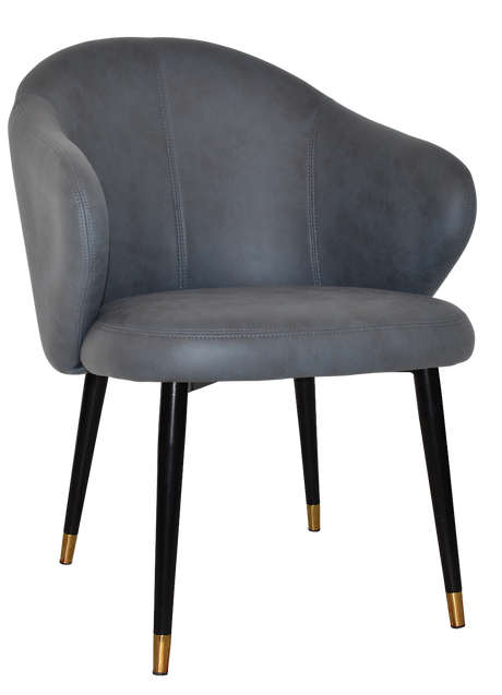 EZ ARM CHAIR HUGO METAL (SLIM) BLACK BRASS + PELLE NAVY