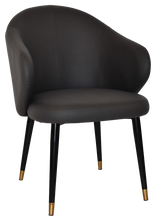 EZ ARM CHAIR HUGO METAL (SLIM) BLACK BRASS + PELLE NAVY
