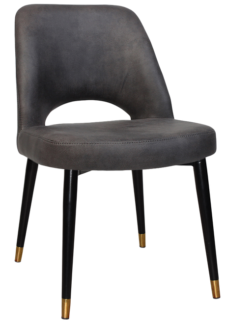 EZ Albury Black Stainless Steel Brass Top Leg Upholstered Hospitality Dining Chair