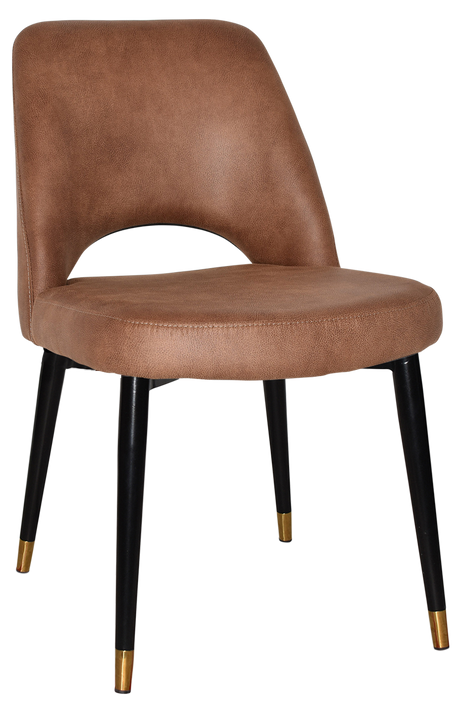 EZ Albury Black Stainless Steel Brass Top Leg Upholstered Hospitality Dining Chair
