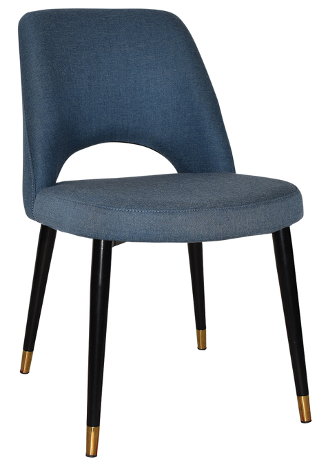 EZ Albury Black Stainless Steel Brass Top Leg Upholstered Hospitality Dining Chair