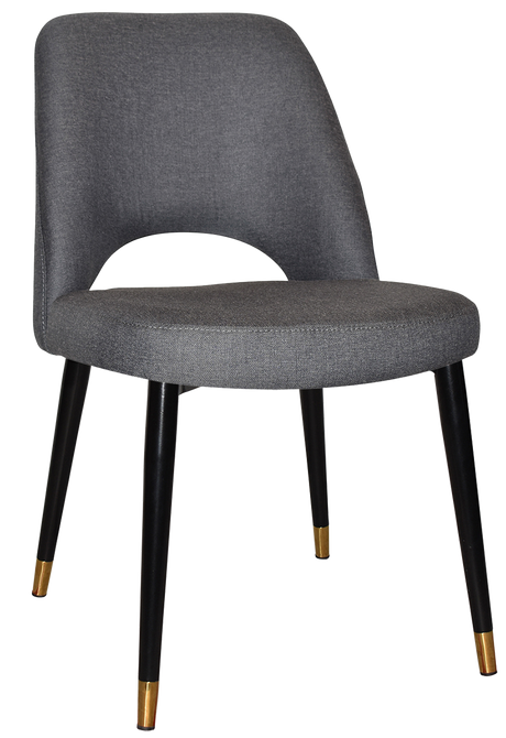 EZ Albury Black Stainless Steel Brass Top Leg Upholstered Hospitality Dining Chair