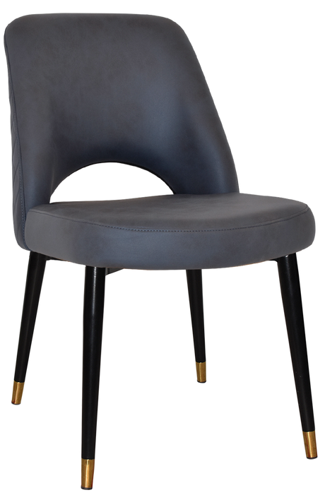 EZ Albury Black Stainless Steel Brass Top Leg Upholstered Hospitality Dining Chair