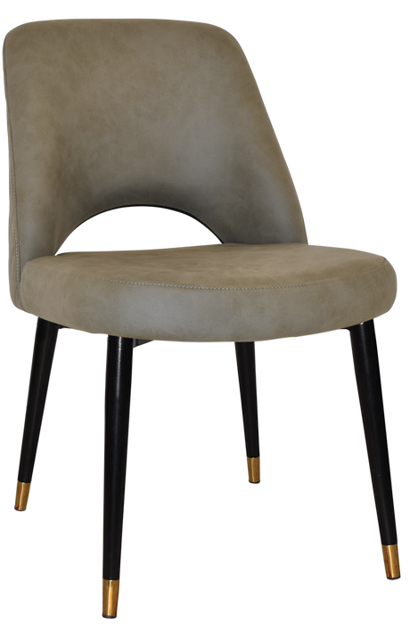 EZ Albury Black Stainless Steel Brass Top Leg Upholstered Hospitality Dining Chair