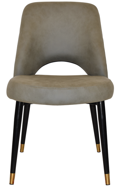 EZ Albury Black Stainless Steel Brass Top Leg Upholstered Hospitality Dining Chair