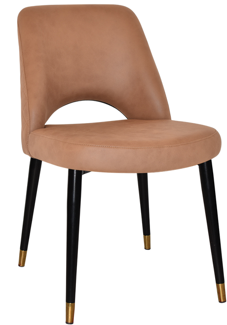 EZ Albury Black Stainless Steel Brass Top Leg Upholstered Hospitality Dining Chair