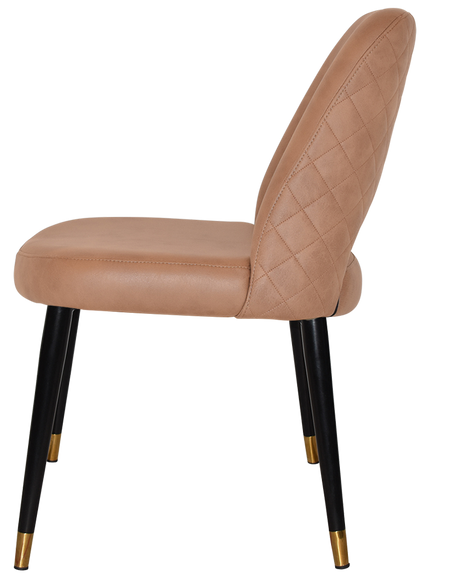 EZ Albury Black Stainless Steel Brass Top Leg Upholstered Hospitality Dining Chair