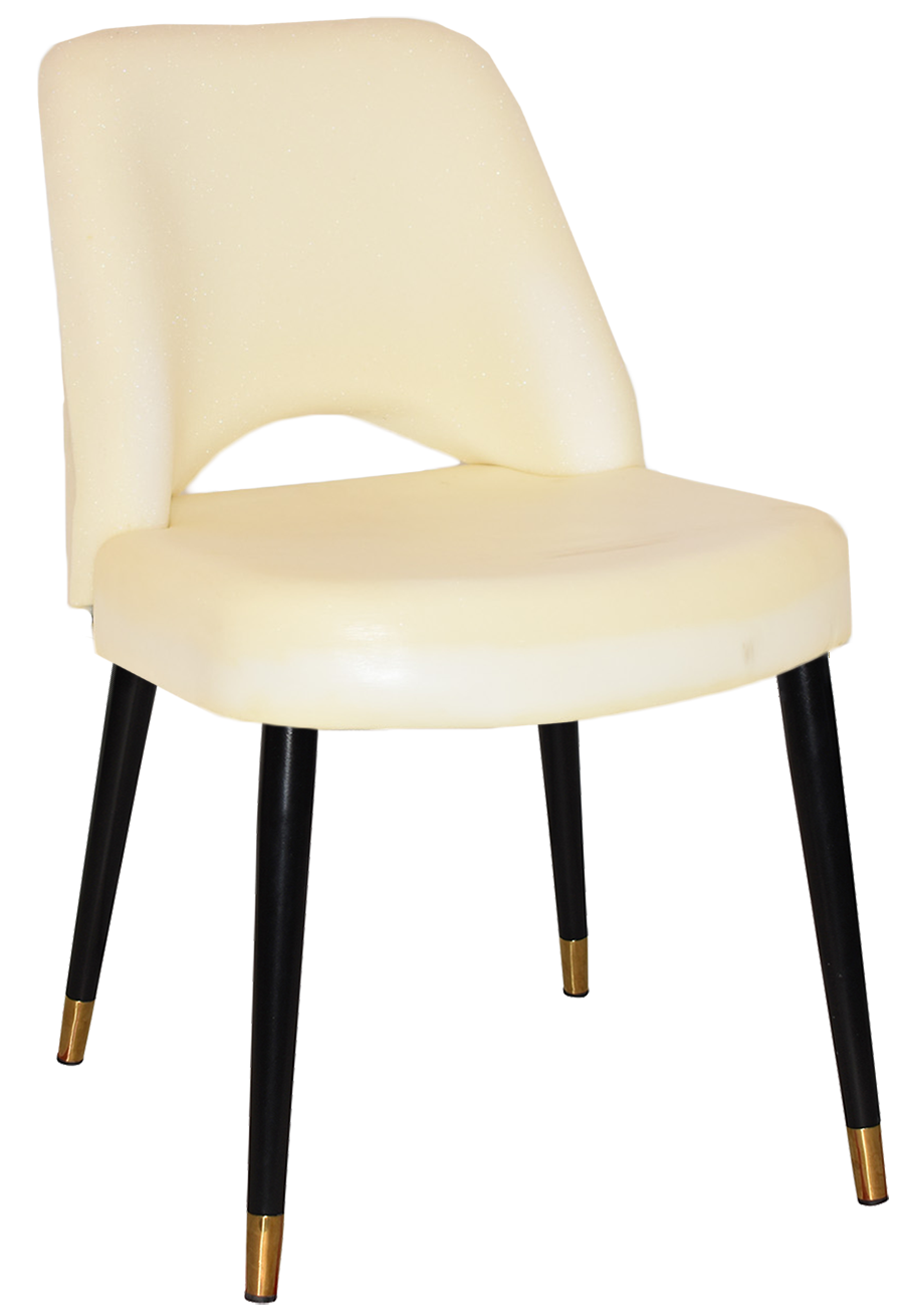 EZ Albury Black Stainless Steel Brass Top Leg Upholstered Hospitality Dining Chair