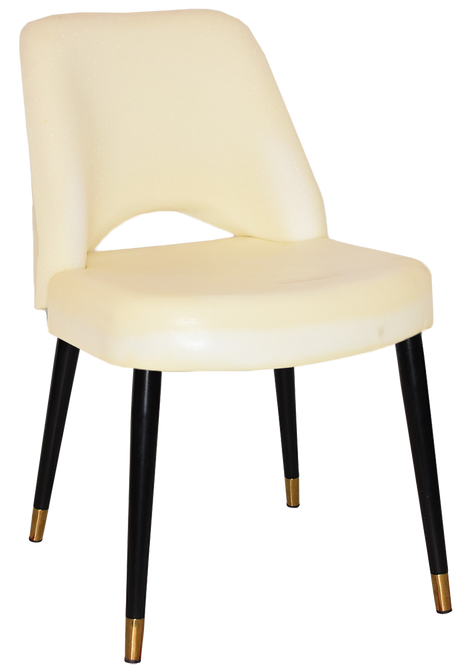 EZ Albury Black Stainless Steel Brass Top Leg Upholstered Hospitality Dining Chair