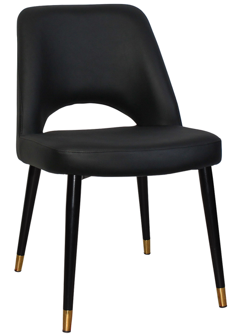 EZ Albury Black Stainless Steel Brass Top Leg Upholstered Hospitality Dining Chair