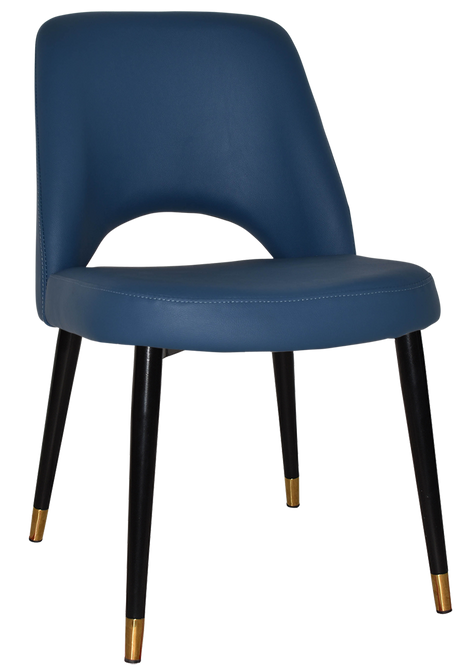 EZ Albury Black Stainless Steel Brass Top Leg Upholstered Hospitality Dining Chair