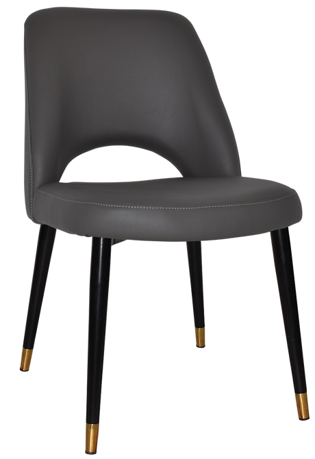 EZ Albury Black Stainless Steel Brass Top Leg Upholstered Hospitality Dining Chair