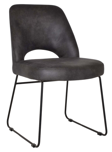 EZ Albury Black Metal Sled Base Upholstered Hospitality Dining Chair