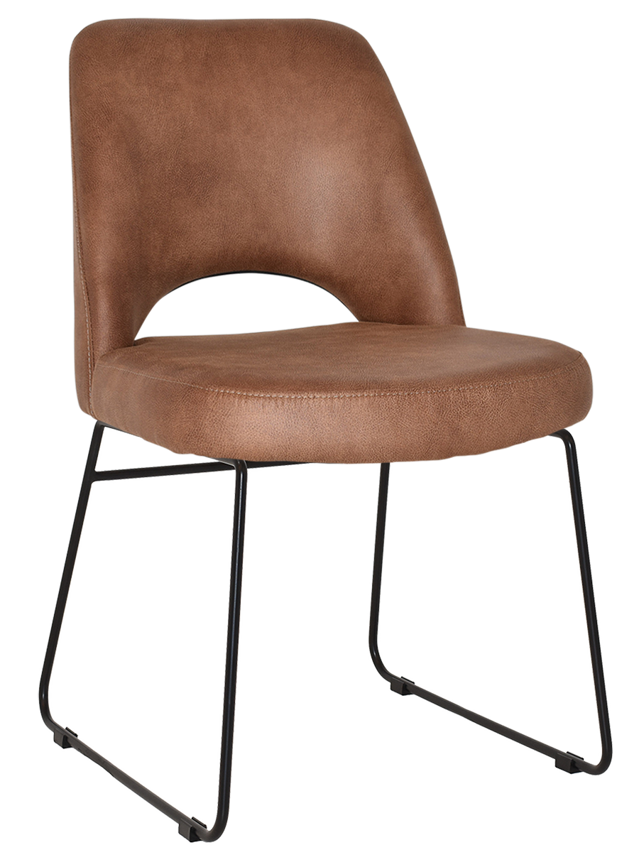 EZ Albury Black Metal Sled Base Upholstered Hospitality Dining Chair