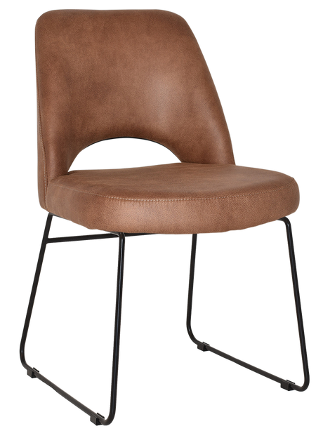 EZ Albury Black Metal Sled Base Upholstered Hospitality Dining Chair