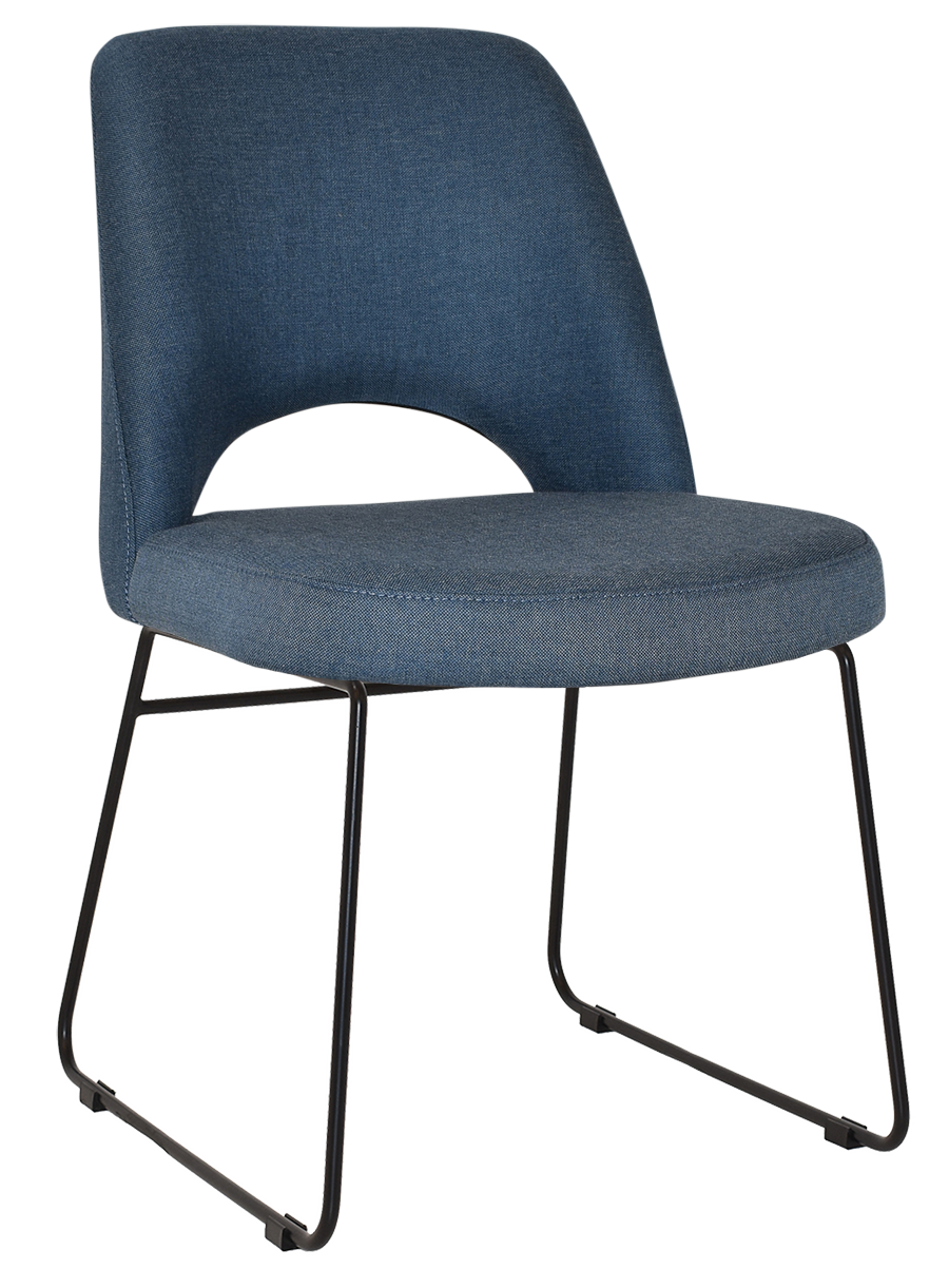 EZ Albury Black Metal Sled Base Upholstered Hospitality Dining Chair