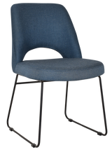 EZ Albury Black Metal Sled Base Upholstered Hospitality Dining Chair