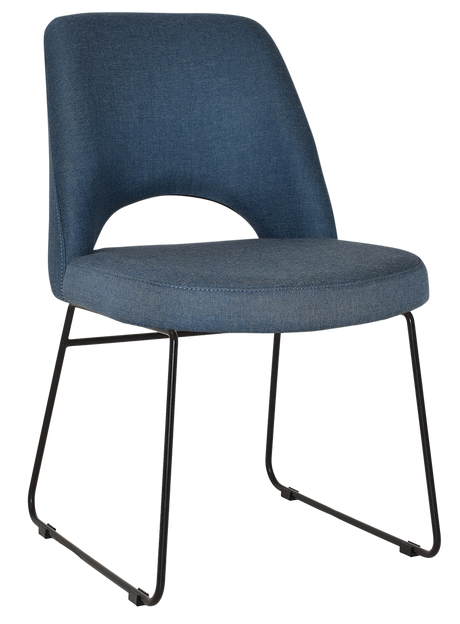 EZ Albury Black Metal Sled Base Upholstered Hospitality Dining Chair