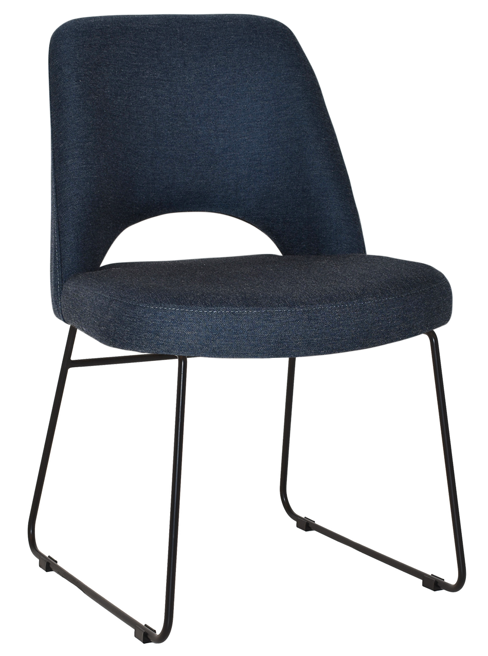 EZ Albury Black Metal Sled Base Upholstered Hospitality Dining Chair