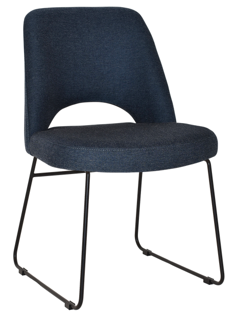 EZ Albury Black Metal Sled Base Upholstered Hospitality Dining Chair