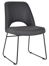 EZ Albury Black Metal Sled Base Upholstered Hospitality Dining Chair