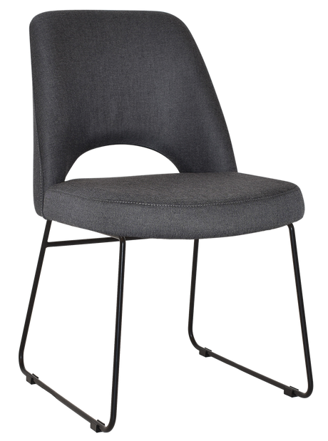 EZ Albury Black Metal Sled Base Upholstered Hospitality Dining Chair