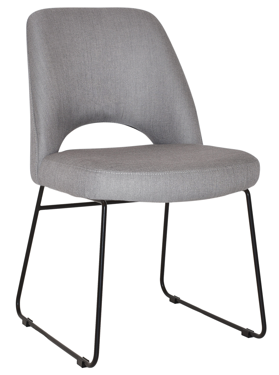 EZ Albury Black Metal Sled Base Upholstered Hospitality Dining Chair