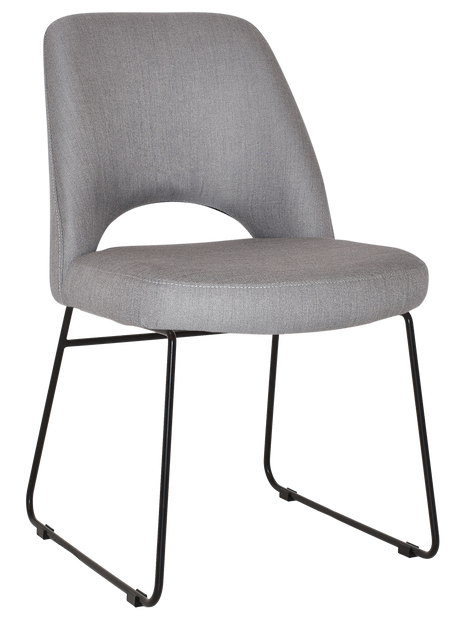 EZ Albury Black Metal Sled Base Upholstered Hospitality Dining Chair