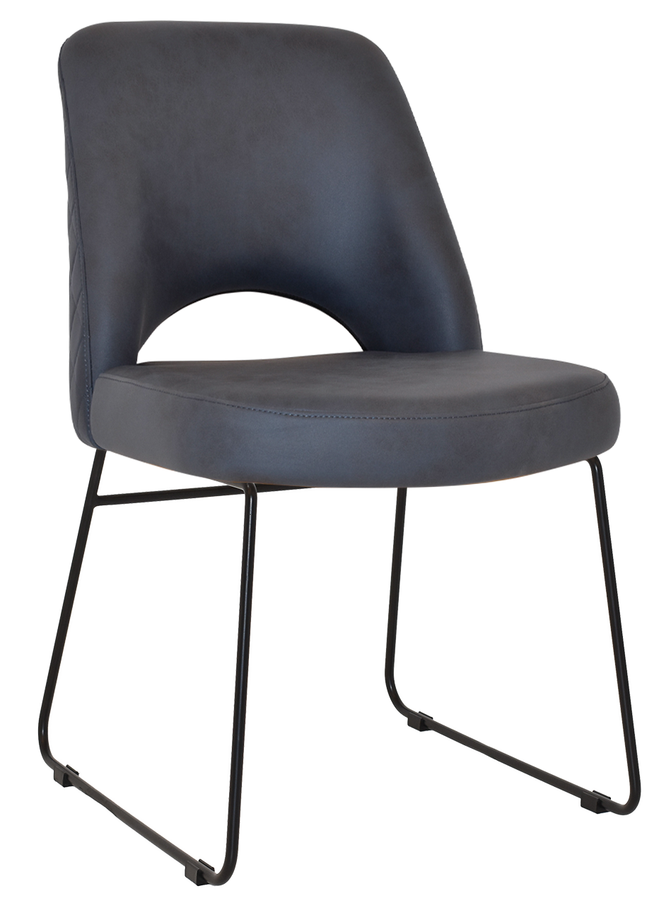 EZ Albury Black Metal Sled Base Upholstered Hospitality Dining Chair