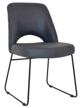 EZ Albury Black Metal Sled Base Upholstered Hospitality Dining Chair