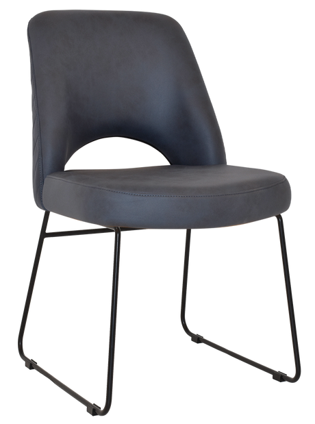 EZ Albury Black Metal Sled Base Upholstered Hospitality Dining Chair