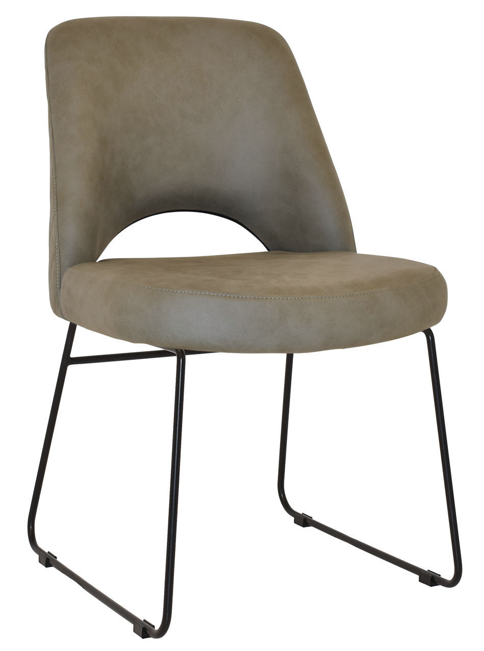 EZ Albury Black Metal Sled Base Upholstered Hospitality Dining Chair