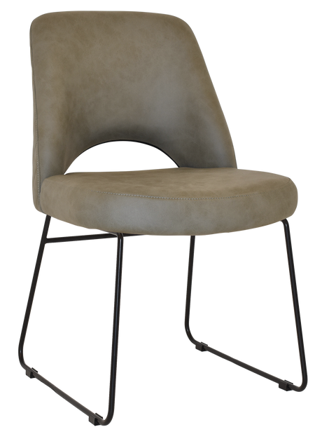 EZ Albury Black Metal Sled Base Upholstered Hospitality Dining Chair
