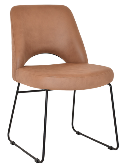 EZ Albury Black Metal Sled Base Upholstered Hospitality Dining Chair