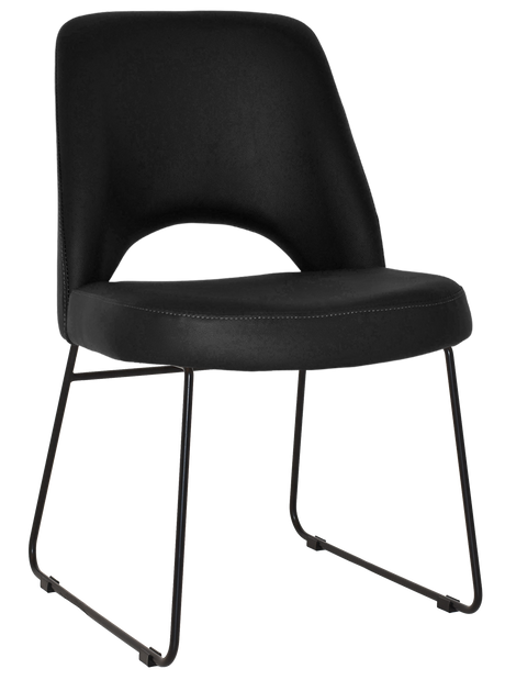 EZ Albury Black Metal Sled Base Upholstered Hospitality Dining Chair