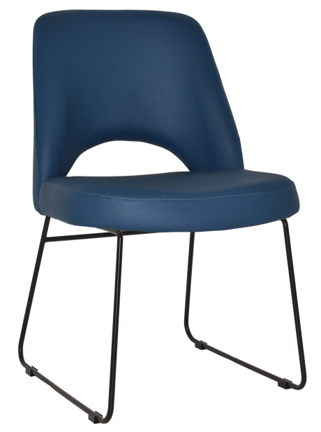 EZ Albury Black Metal Sled Base Upholstered Hospitality Dining Chair