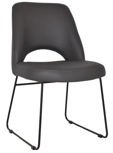 EZ Albury Black Metal Sled Base Upholstered Hospitality Dining Chair