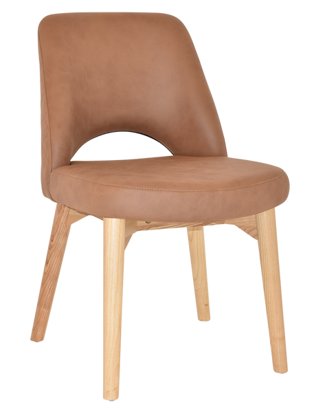 EZ Albury Solid Ash Timber Natural Stained Upholstered Hospitality Dining Chair