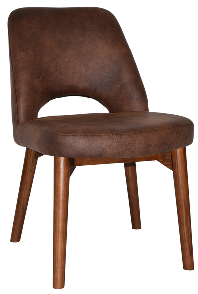 EZ Albury Solid Timber Walnut Colour Stained Upholstered Hospitality Dining Chair