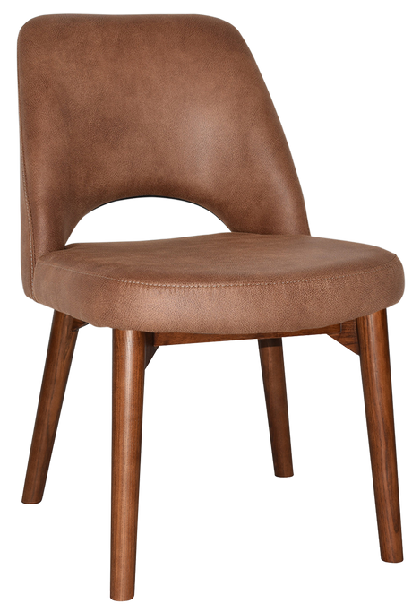 EZ Albury Solid Timber Walnut Colour Stained Upholstered Hospitality Dining Chair