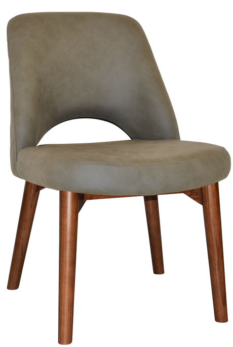 EZ Albury Solid Timber Walnut Colour Stained Upholstered Hospitality Dining Chair