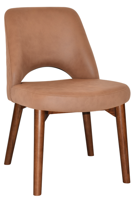 EZ Albury Solid Timber Walnut Colour Stained Upholstered Hospitality Dining Chair