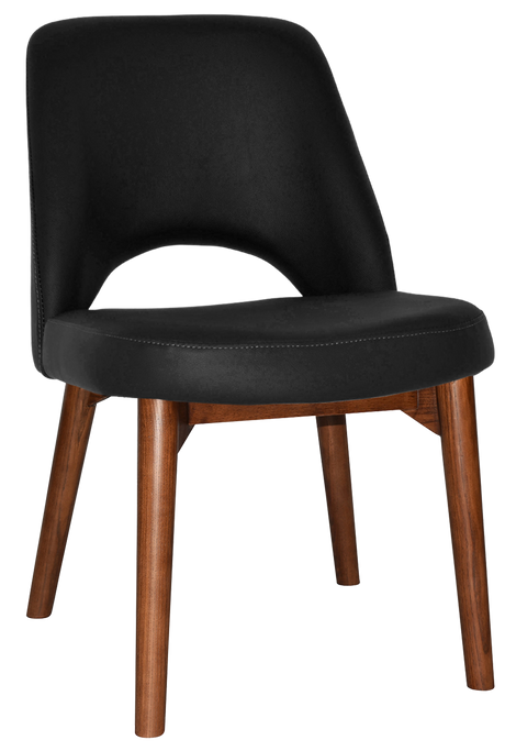 EZ Albury Solid Timber Walnut Colour Stained Upholstered Hospitality Dining Chair