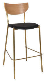 EZ STOOL MARCO BRASS - BLACK - UNUPHOLSTERED