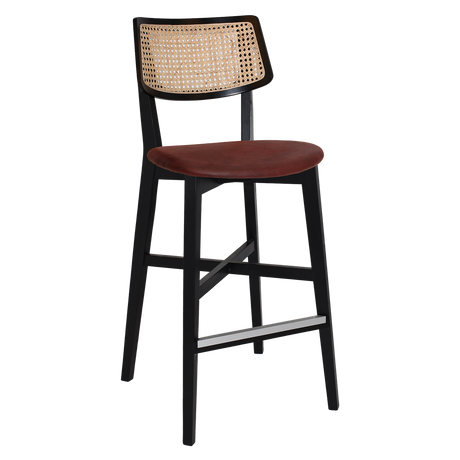 EZ Phoenix Solid Timber Framed Rattan Back Barstool