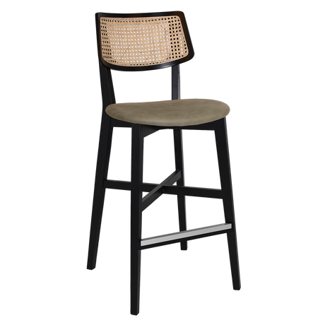 EZ Phoenix Solid Timber Framed Rattan Back Barstool