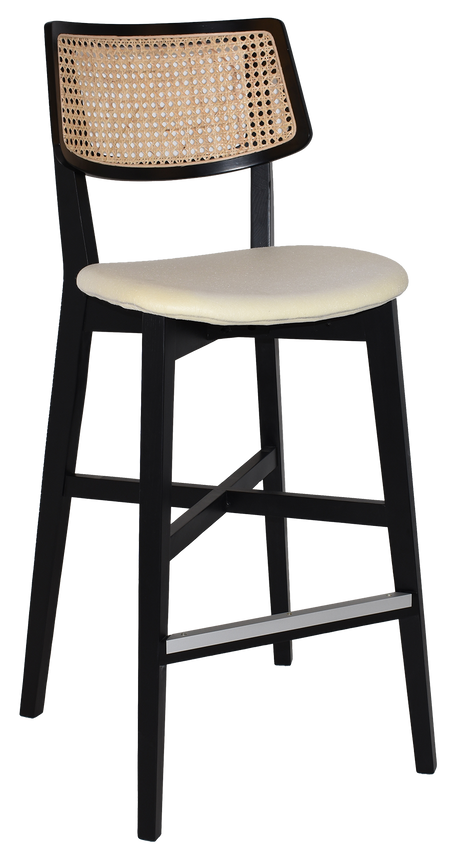 EZ Phoenix Solid Timber Framed Rattan Back Barstool