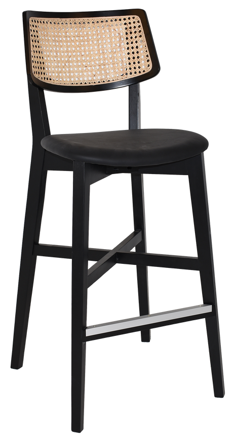 EZ Phoenix Solid Timber Framed Rattan Back Barstool